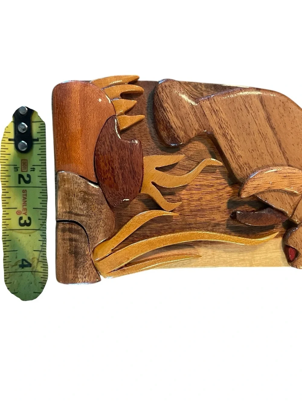 Carved Wooden Manatee Puzzle Treasure Stash Box Jewelry Sea Cow